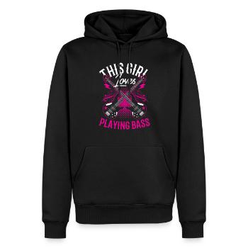 Cette fille adore jouer du bassiste - Sweat à capuche Premium bio Homme - noir - Devant - Nico (187cm)