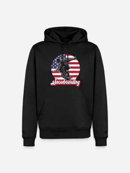 Snowboarding American Flag Snowboarder - Männer Premium Bio Hoodie - Schwarz