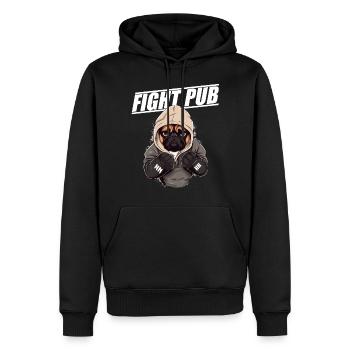 Fight Pub Mops mit Boxhandschuhen Boxer - Männer Premium Bio Hoodie - Schwarz - Vorne - Nico (187cm)