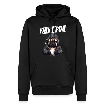 Fight Pub Mops mit Boxhandschuhen Boxer - Männer Premium Bio Hoodie - Schwarz - Vorne - Nico (187cm)