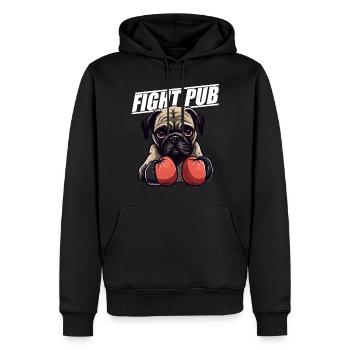 Fight Pub Mops mit Boxhandschuhen Boxer - Männer Premium Bio Hoodie - Schwarz - Vorne - Nico (187cm)