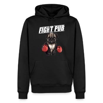 Fight Pub Mops mit Boxhandschuhen Boxer - Männer Premium Bio Hoodie - Schwarz - Vorne - Nico (187cm)