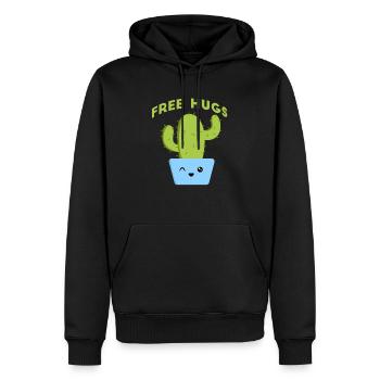 Câliner le cactus. Câlins gratuits - Sweat à capuche Premium bio Homme - noir - Devant - Nico (187cm)