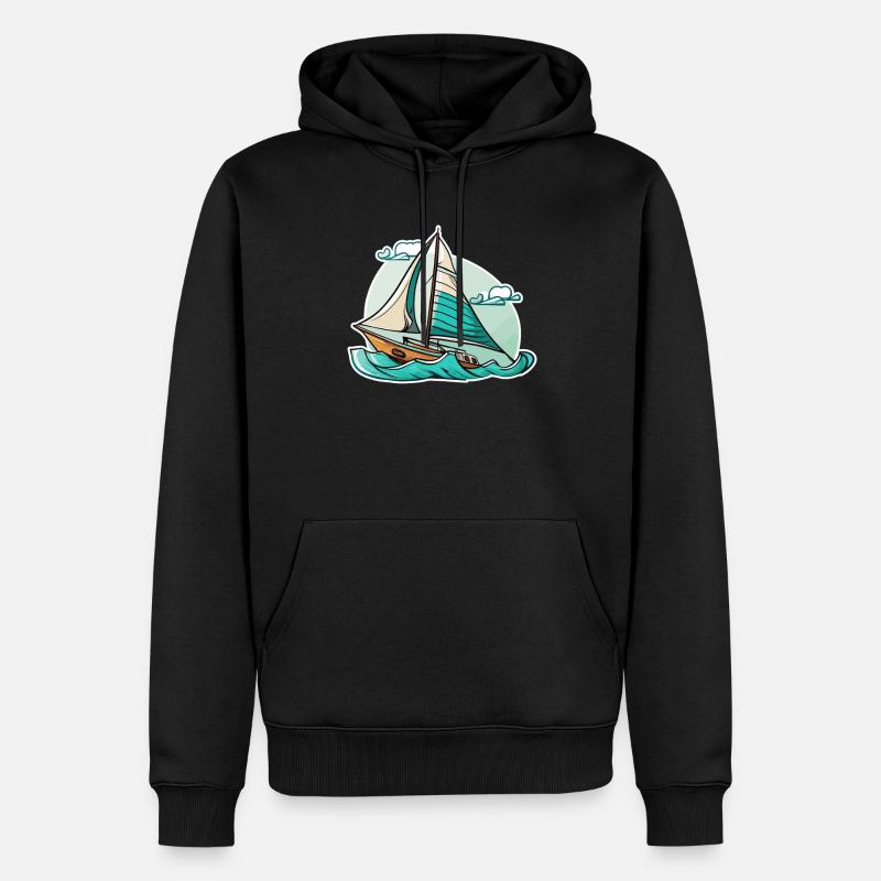 Bateau voilier voile - Sweat à capuche Premium bio Homme - noir
