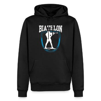 Biathlon Biathlète Biathlons Biathlète Sport - Sweat à capuche Premium bio Homme - noir - Devant - Nico (187cm)