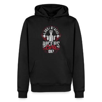 J’aime vraiment les muscles des biceps - Sweat à capuche Premium bio Homme - noir - Devant - Nico (187cm)
