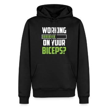 Arbeiten Sie An Ihrem Bizeps Workout Curls Muskeln - Männer Premium Bio Hoodie - Schwarz - Vorne - Nico (187cm)
