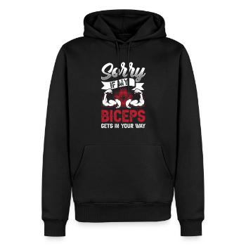 Tut Mir Leid Wenn Mein Bizeps Dir Im Weg Ist - Männer Premium Bio Hoodie - Schwarz - Vorne - Nico (187cm)