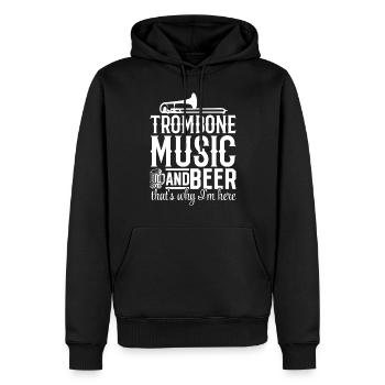 Musique de trombone et bière C’est pourquoi je suis ici Bière D - Sweat à capuche Premium bio Homme - noir - Devant - Nico (187cm)