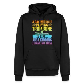 Une journée sans jouer au trombone, c’est comme le trombone mu - Sweat à capuche Premium bio Homme - noir - Devant - Nico (187cm)