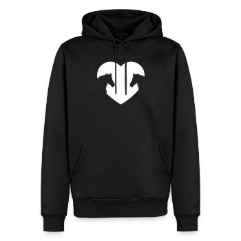 Amour équitation Chevaux Cœur de cheval - Sweat à capuche Premium bio Homme - noir - Devant - Nico (187cm)