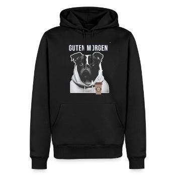 Hund mit Hoodie Guten Morgen Kaffee - Männer Premium Bio Hoodie - Schwarz - Vorne - Nico (187cm)