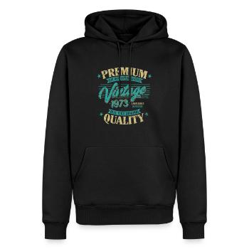 Vintage 1973 Geburtstag Sprüche "Limitierte - Männer Premium Bio Hoodie - Schwarz - Vorne - Nico (187cm)