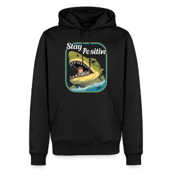 Restez positif Requin requin avec enfant - Sweat à capuche Premium bio Homme - noir - Devant - Nico (187cm)