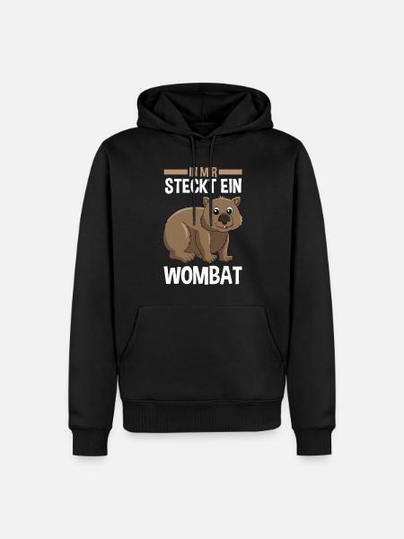 Wombat - Männer Premium Bio Hoodie - Schwarz