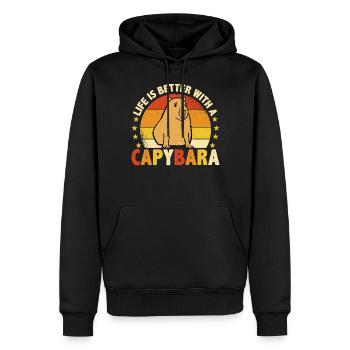 Life Is Better With A Capybara - Männer Premium Bio Hoodie - Schwarz - Vorne - Nico (187cm)