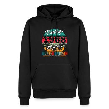 Avril 1968. Anniversaire avril 1968. Don 1968. - Sweat à capuche Premium bio Homme - noir - Devant - Nico (187cm)