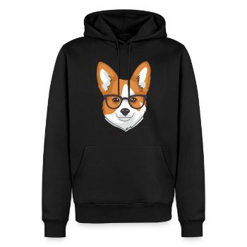 Corgi avec lunettes Geeks Nerds Corgis chien Corgeek - Sweat à capuche Premium bio Homme - noir - Devant - Nico (187cm)