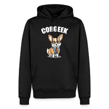 Corgi avec lunettes Geeks Nerds Corgis chien Corgeek - Sweat à capuche Premium bio Homme - noir - Devant - Nico (187cm)