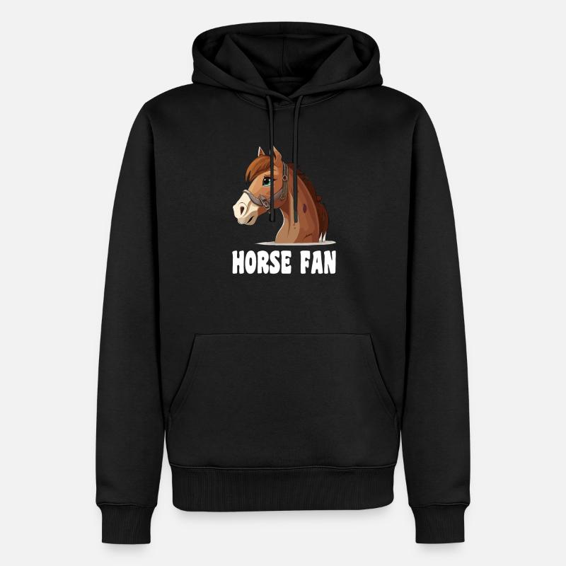Pferd comic cartoon style - Männer Premium Bio Hoodie - Schwarz