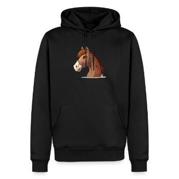 Style de bande dessinée de cheval - Sweat à capuche Premium bio Homme - noir - Devant - Nico (187cm)