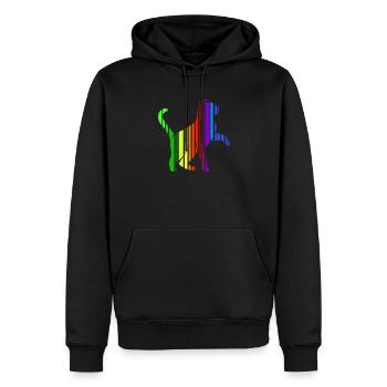 Bunte Katze in Regenbogen Streifen Katzen Freund - Männer Premium Bio Hoodie - Schwarz - Vorne - Nico (187cm)