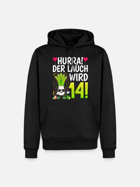 Hurra der Lauch wird 14 - Männer Premium Bio Hoodie - Schwarz