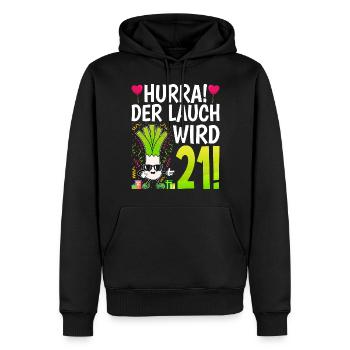 Hurra der Lauch wird 21 - Männer Premium Bio Hoodie - Schwarz - Vorne - Nico (187cm)