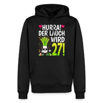 Hurra der Lauch wird 27 - Männer Premium Bio Hoodie - Schwarz - Vorne - Nico (187cm)