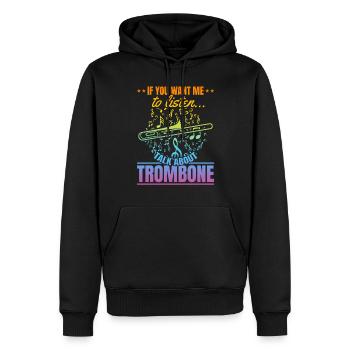 Si vous voulez que je vous écoute, parlez de Trombone Trombone - Sweat à capuche Premium bio Homme - noir - Devant - Nico (187cm)