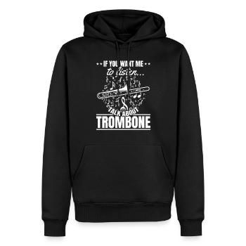Si vous voulez que je vous écoute, parlez de Trombone Trombone - Sweat à capuche Premium bio Homme - noir - Devant - Nico (187cm)