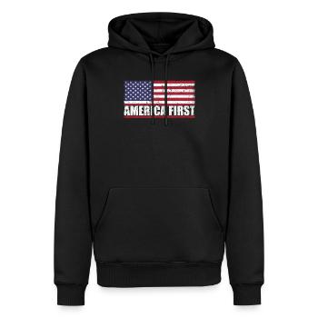 Amerika First USA Flagge Patriotic Proud - Männer Premium Bio Hoodie - Schwarz - Vorne - Nico (187cm)