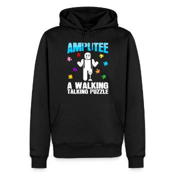 Amputierter Gehender Sprechender - Männer Premium Bio Hoodie - Schwarz - Vorne - Nico (187cm)