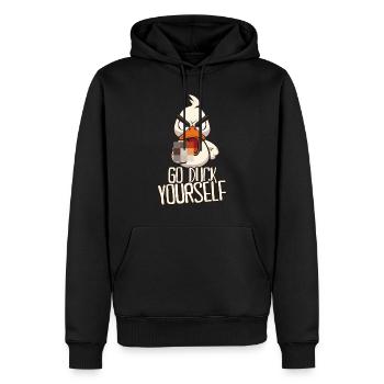 Go Duck Yourself Drôle de canard avec un doigt d’honneur - Sweat à capuche Premium bio Homme - noir - Devant - Nico (187cm)