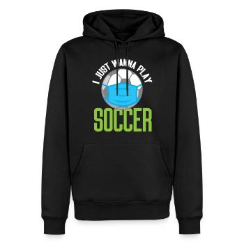 Fußball Ich Will Nur Fußball Spielen Maskiert - Männer Premium Bio Hoodie - Schwarz - Vorne - Nico (187cm)