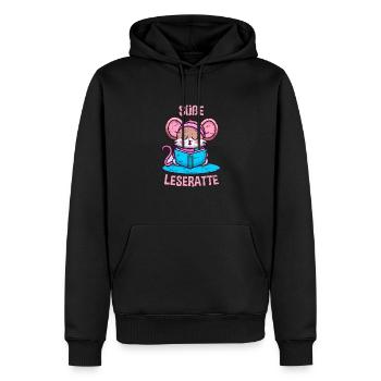 Süße Ratte liest ein Buch Leseratte - Männer Premium Bio Hoodie - Schwarz - Vorne - Nico (187cm)