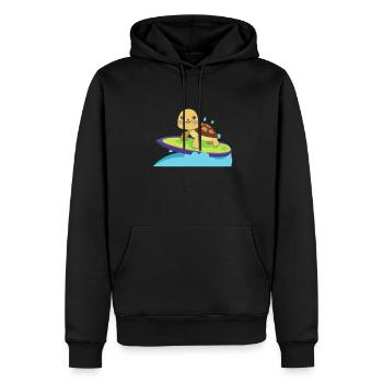 Schildkröte auf surfbrett - Männer Premium Bio Hoodie - Schwarz - Vorne - Nico (187cm)