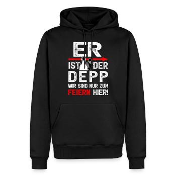 Junggesellenabschied Männer T-Shirt JGA Poltern - Männer Premium Bio Hoodie - Schwarz - Vorne - Nico (187cm)
