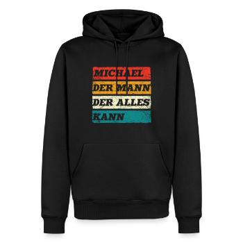 Michael Der Mann Der Alles Kann Vorname Michael - Männer Premium Bio Hoodie - Schwarz - Vorne - Nico (187cm)