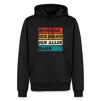Mathias Der Mann Der Alles Kann Vorname Mathias - Männer Premium Bio Hoodie - Schwarz - Vorne - Nico (187cm)