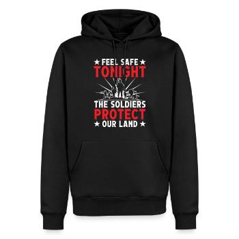 Soldier Feel Safe Tonight Military Army Veteran - Men’s Premium Organic Hoodie - black - Front - Nico (187cm)