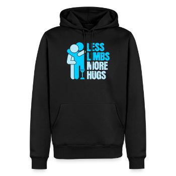 Amputé Moins de membres Plus de câlins - Sweat à capuche Premium bio Homme - noir - Devant - Nico (187cm)