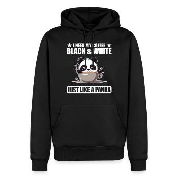 J’ai besoin de mon café noir et blanc comme un panda - Sweat à capuche Premium bio Homme - noir - Devant - Nico (187cm)