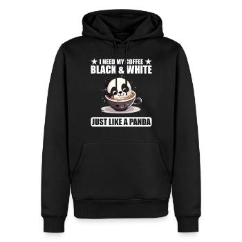 J’ai besoin de mon café noir et blanc comme un panda - Sweat à capuche Premium bio Homme - noir - Devant - Nico (187cm)