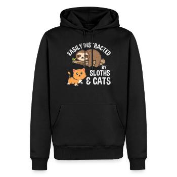 Abgelenkt Von Faultieren Und Katzen Niedliche - Männer Premium Bio Hoodie - Schwarz - Vorne - Nico (187cm)
