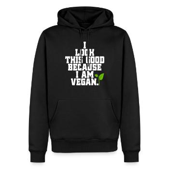 Veganer I Look This Good Because I Am Vegan Veggie - Männer Premium Bio Hoodie - Schwarz - Vorne - Nico (187cm)