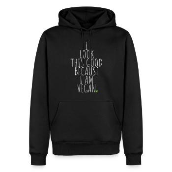 Veganer I Look This Good Because I Am Vegan Veggie - Männer Premium Bio Hoodie - Schwarz - Vorne - Nico (187cm)