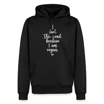 Veganer J’ai l’air aussi bien parce que je suis végétalien Veggie - Sweat à capuche Premium bio Homme - noir - Devant - Nico (187cm)