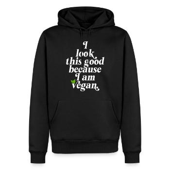 Veganer I Look This Good Because I Am Vegan Veggie - Männer Premium Bio Hoodie - Schwarz - Vorne - Nico (187cm)