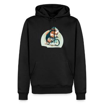 Guinea pig riding bycicle of books guinea pig - Männer Premium Bio Hoodie - Schwarz - Vorne - Nico (187cm)